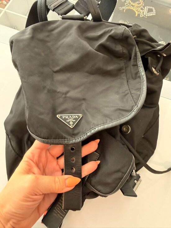 Vintage Prada Tessuto Nylon Backpack Black Triangle Logo 90s Made in Italy main image 8